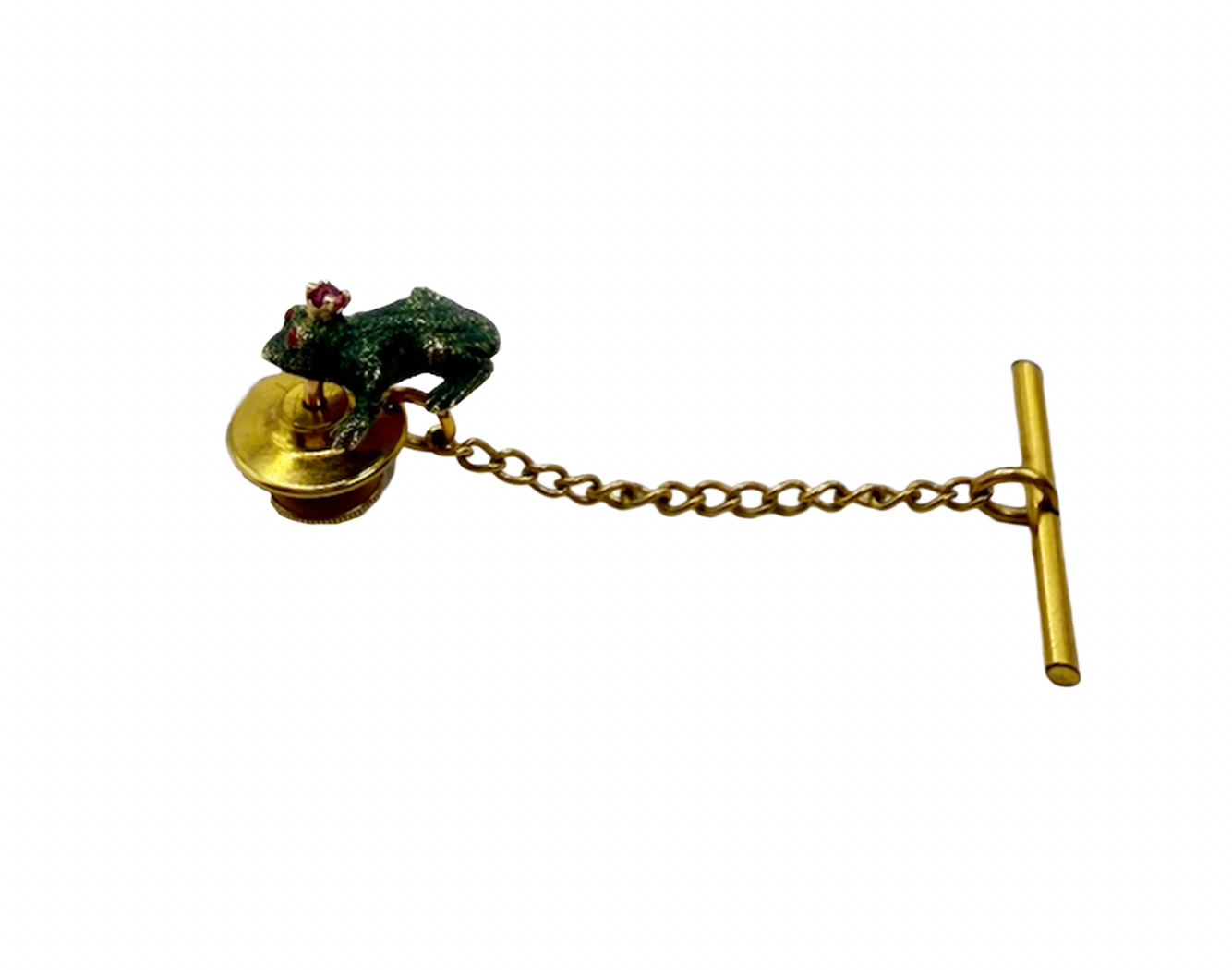 King Frog Tack And T-Bar In 14K Gold