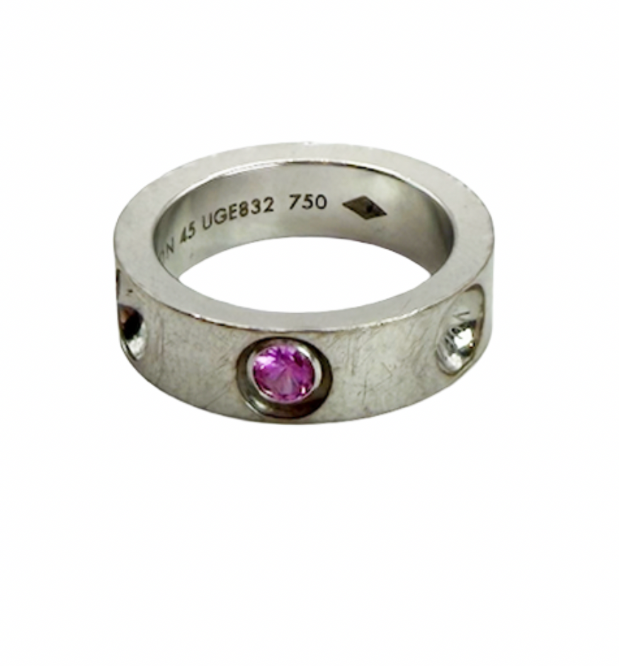 Louis Vuitton 18K White Gold Band With Pink Sapphire
