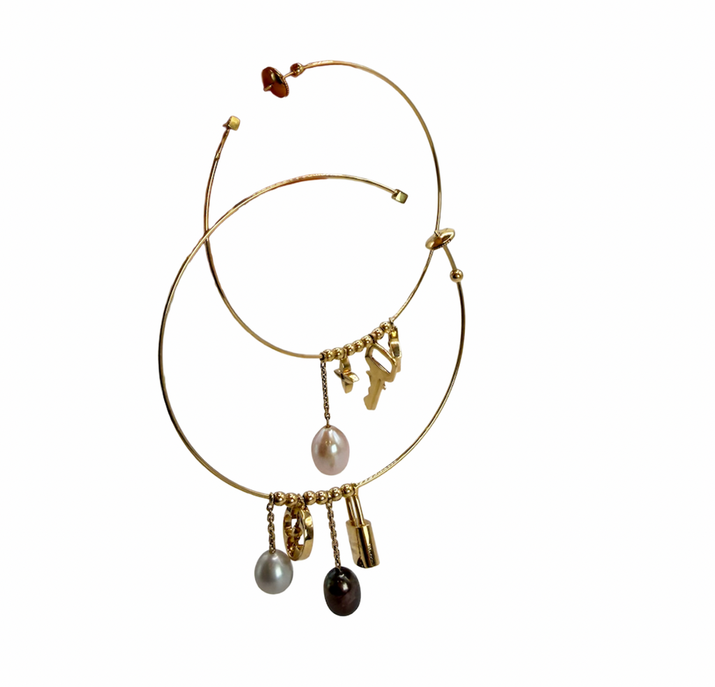 Louis Vuitton Gold Hoop Charm Earrings