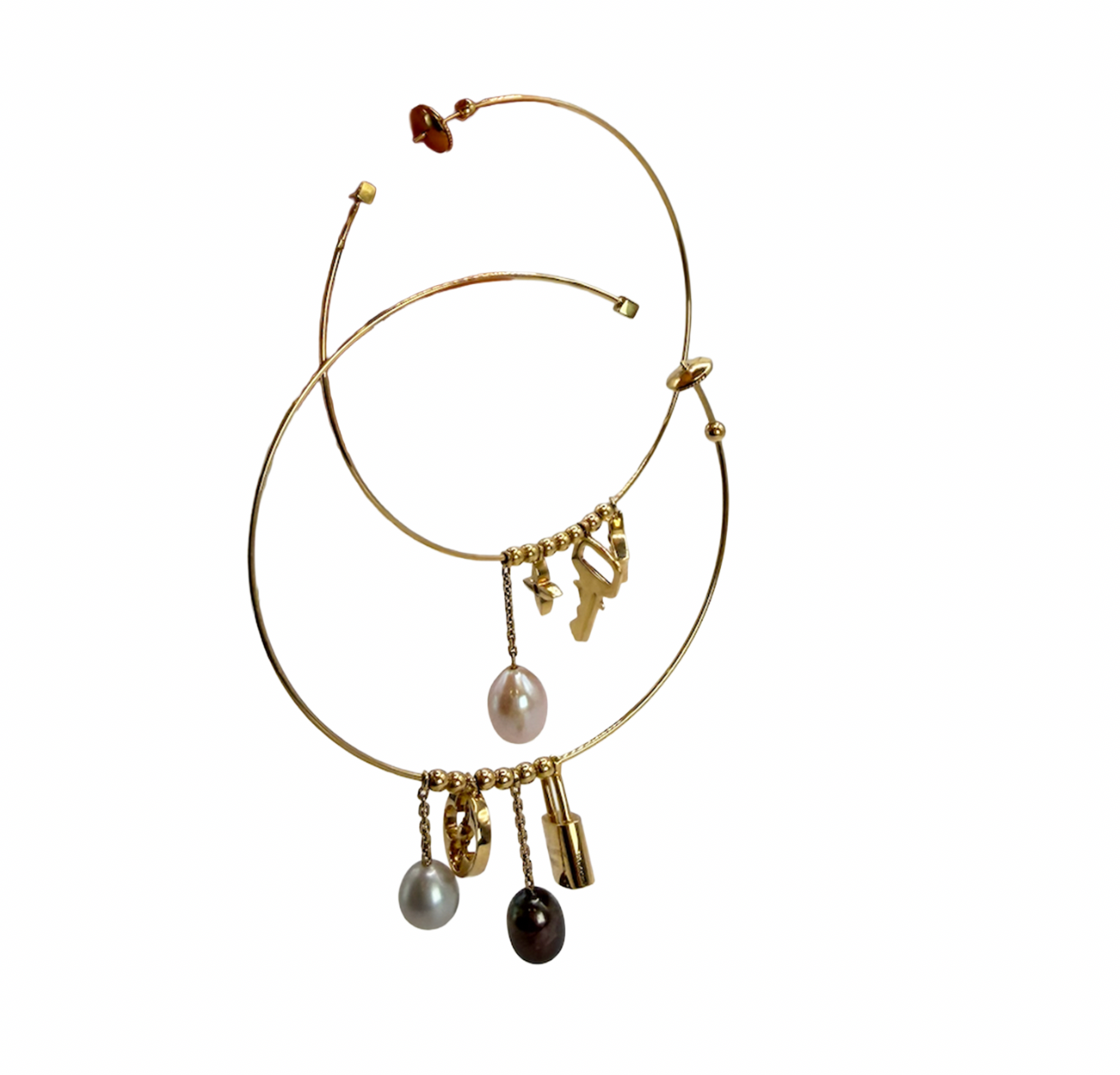 Louis Vuitton Gold Hoop Charm Earrings