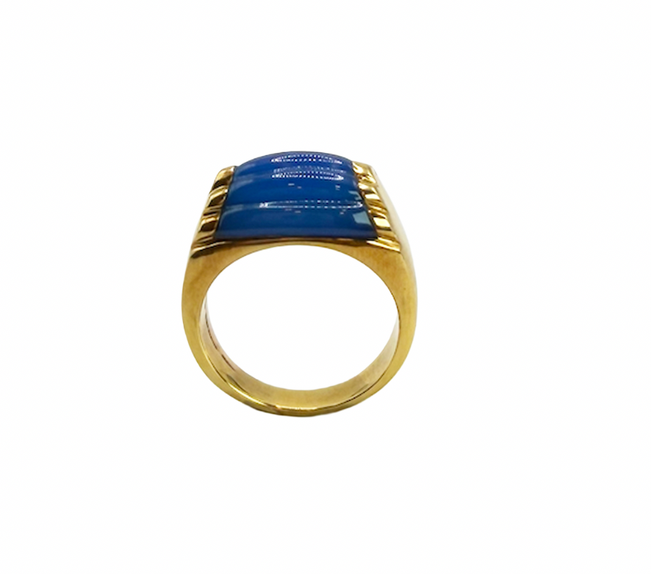 Bulgari Blue Chalcedony and Gold Ring