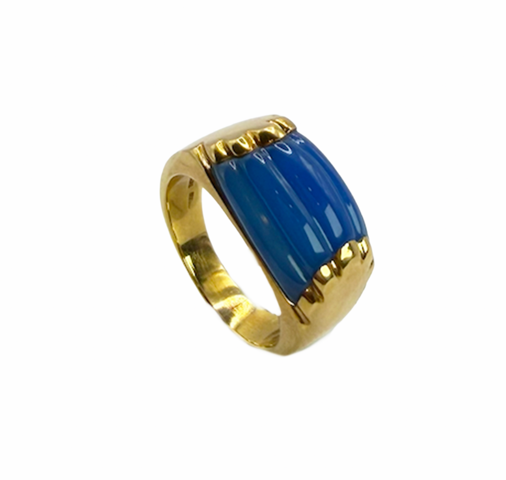 Bulgari Blue Chalcedony and Gold Ring