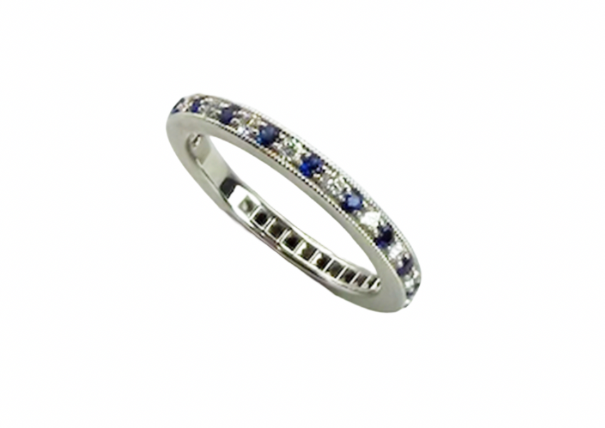 Tiffany & Co. Platinum Diamond and Sapphire Eternity Band
